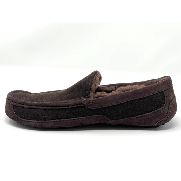 UGG Ascot Australia Slippers Mens 9 Wool Lined Brown House Shoes Loafers 3233 - Picture 4 of 7